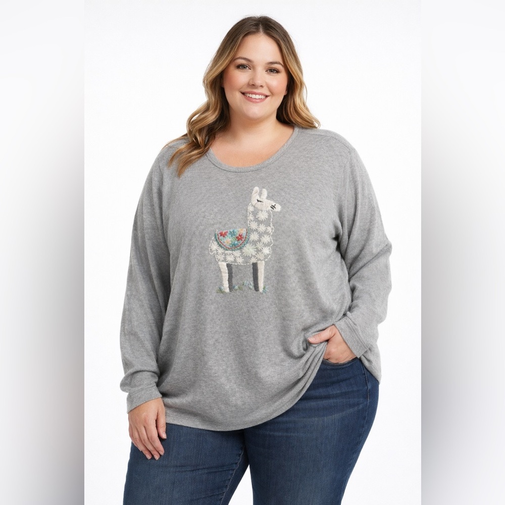 NWT Coldwater Creek embroidered llama sweater
